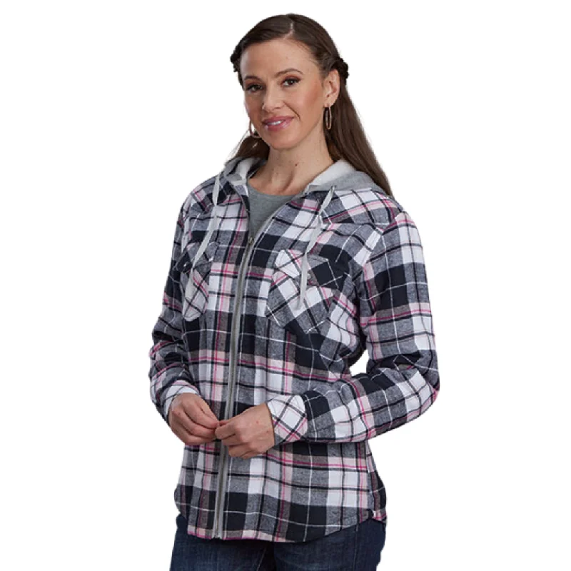 cozy wool-blend coatWomen's Pink/Black Plaid Flannel Lined Zip Up Hoodie