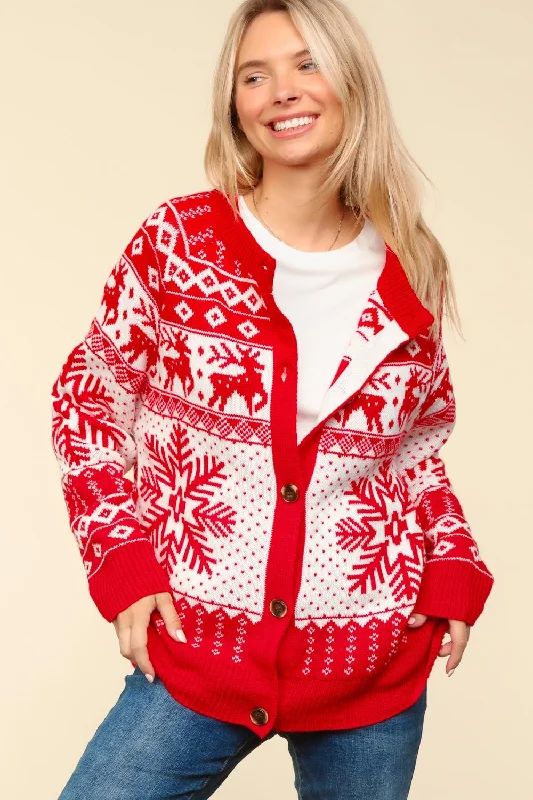 Today’s Deal BUTTON DOWN SNOWFLAKE NORDIC SWEATER CARDIGAN