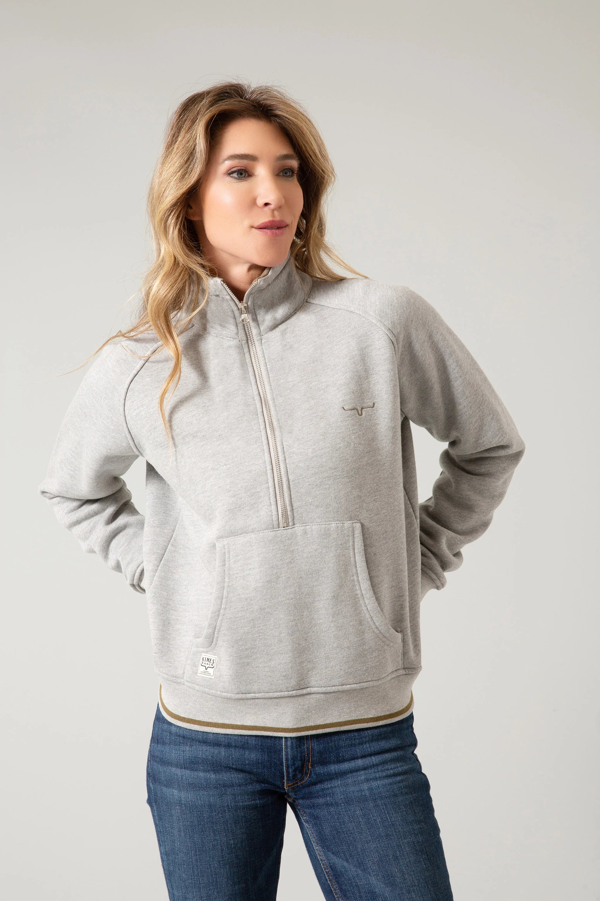 sleek and warm coatKimes Ranch Malta Cropped Quarter Zip Sweatshirt