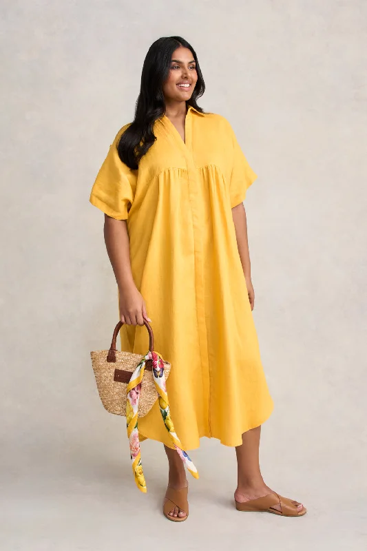 Deal Dash pleated dressLinen Gather Front Dress
