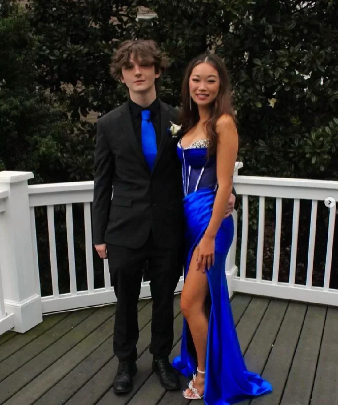 Final Markdown casual summer dressRoyal Blue Sweetheart Beading Satin Charming Prom Dress, DP2598