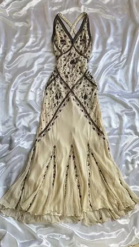 Final Markdown wrap-around dressGorgeous Ivory V Neck Beading Cross Back Vintage Prom Dress, DP2284 Final Markdown wrap-around dressGorgeous Ivory V Neck Beading Cross Back Vintage Prom Dress, DP2284