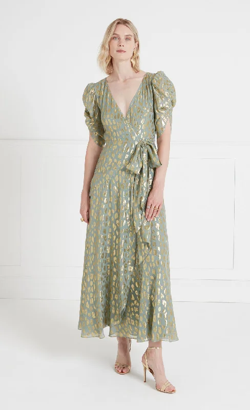 Act Now Kyra Wrap Dress - Silt Green