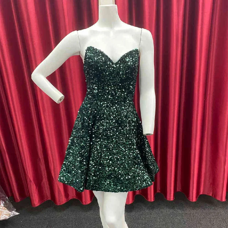 wrap-around dressSweetheart Dark Green Sequins A-Line Homecoming Dress Y1409