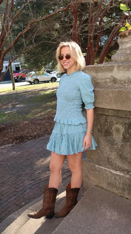 Bargain Bin Amelia Skirt Robins Egg Blue Gingham