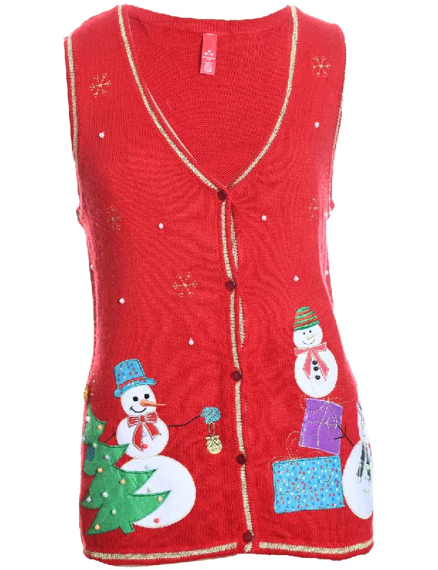 Shop and Save Snowman Christmas Sweater Vest - M