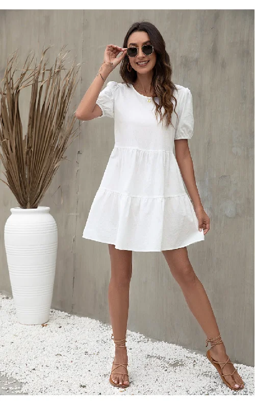 Price Smash layered dressRandi Contrast Poplin Babydoll Dress - White