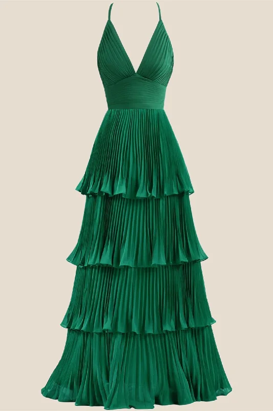 knit dressEmerald Green Pleated Empire Tiered A-line Party Dress