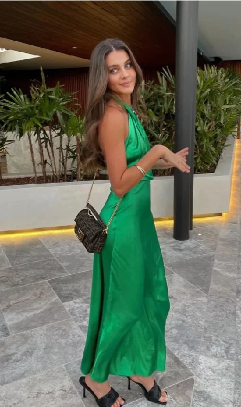 Quick Sale flowy evening dressGreen Cross Neck Halter Backless Satin Party Dress, DP2300 Quick Sale flowy evening dressGreen Cross Neck Halter Backless Satin Party Dress, DP2300