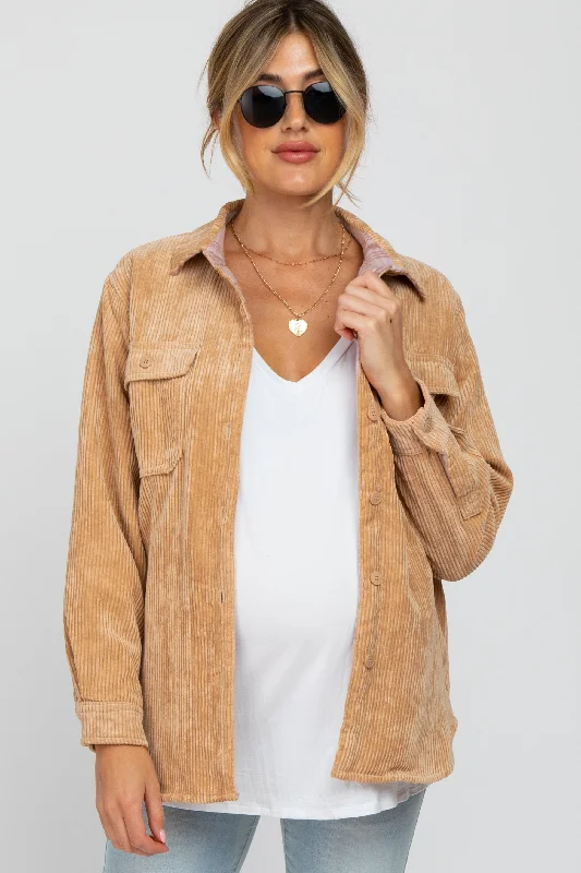 Deal Dash Camel Reversible Maternity Shirt Jacket