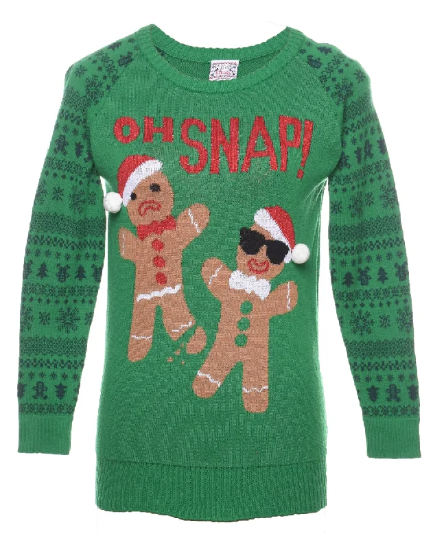 zip-up jacketGingerbread Design Red & Green Christmas Jumper - S