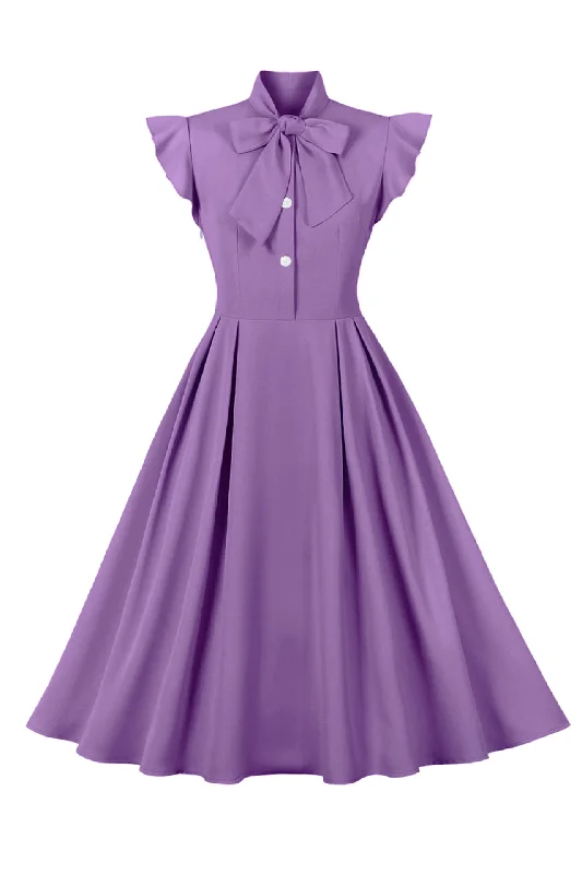 layered dressFlare Sleeves Purple Short Dress