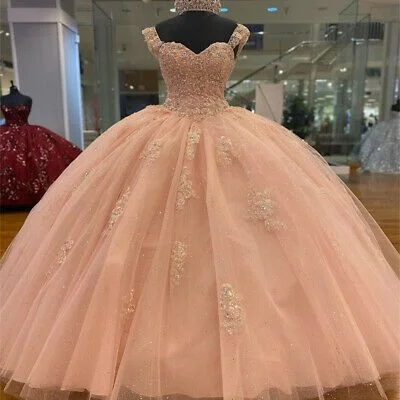 casual evening dressSweetheart Quinceanera Dress Blush Pink Beaded Sweet 16 Dress Ball Gown  Y529