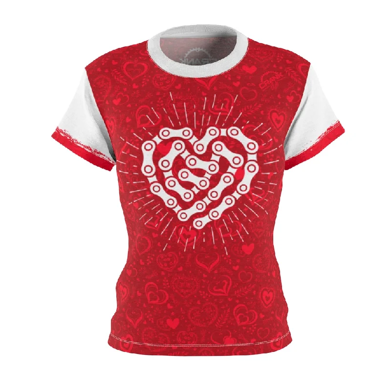 One-DAY Sale cool workout sweatshirtLadies Red & White Chain Heart MTB Jersey