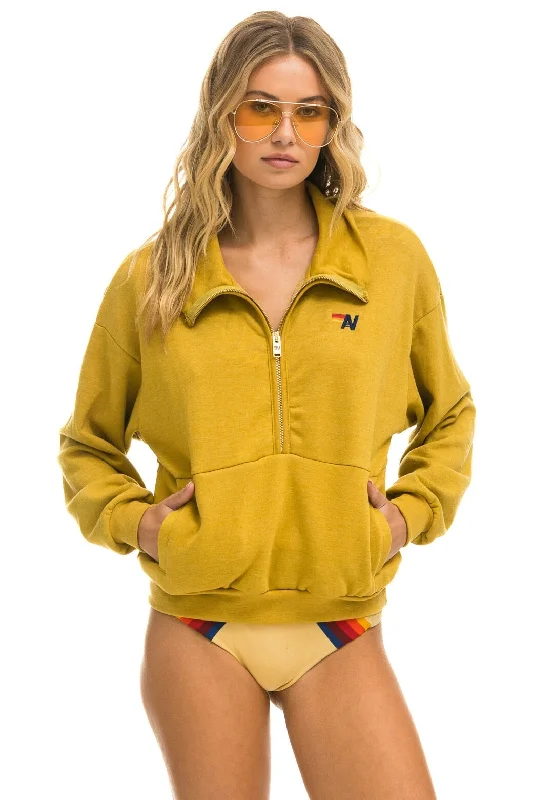 cozy gym sweatshirtLOGO EMBROIDERY HALF ZIP SWEATSHIRT - KHAKI