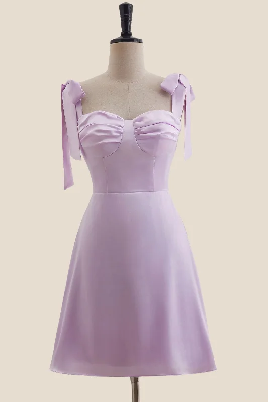 trendy wrap dressStraps Lavender A-line Short Princess Dress