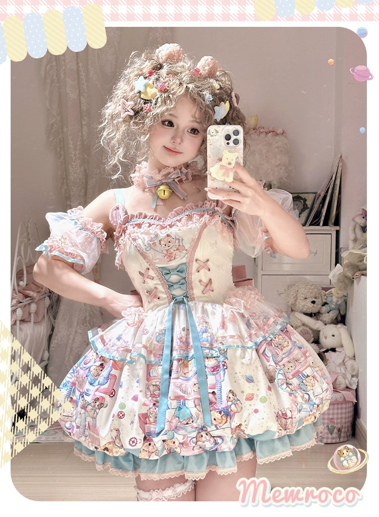 bodycon dressMewroco~Vibrant Hamster~Sweet Lolita JSK Dress Floral Print Bud Hem