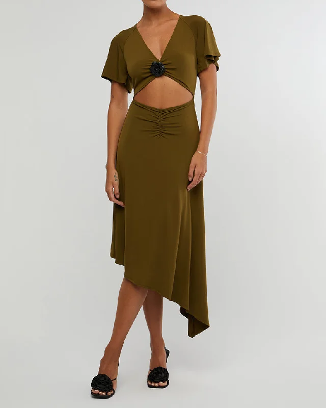 Online Only elegant dressCut Out Asymmetrical Dress