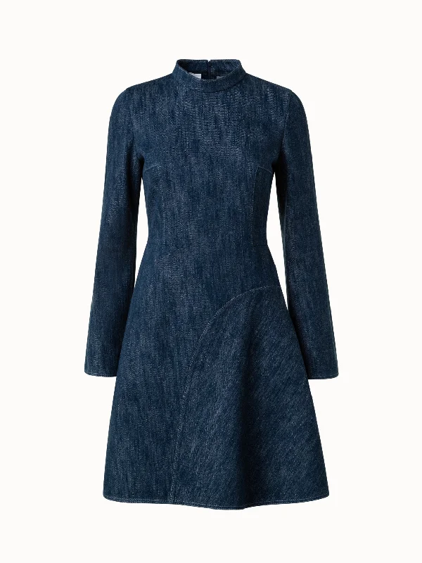 Price Break elegant shift dressWashed Cotton Wool Blend Denim Dress