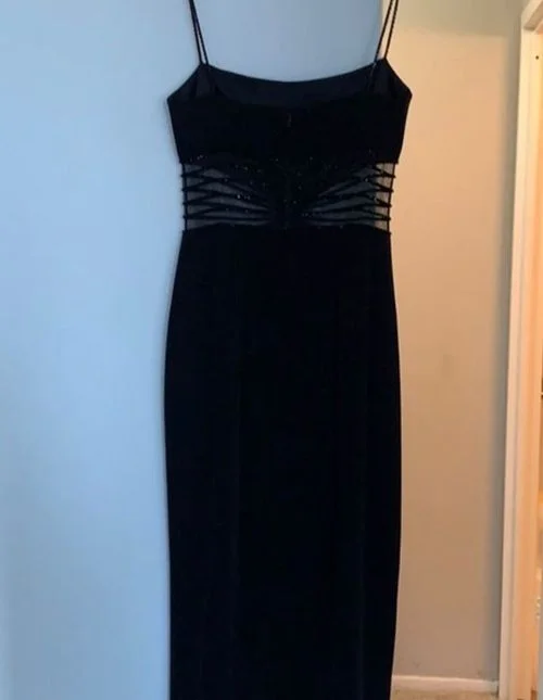 fitted cocktail dressBlack Spaghetti Straps Long Formal Evening Prom Dress Y627