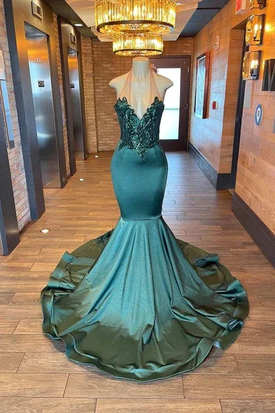 Price Smash wrap dressGreen Halter Long Mermaid Appliques Black Girl Prom Dress, DP2313 Price Smash wrap dressGreen Halter Long Mermaid Appliques Black Girl Prom Dress, DP2313