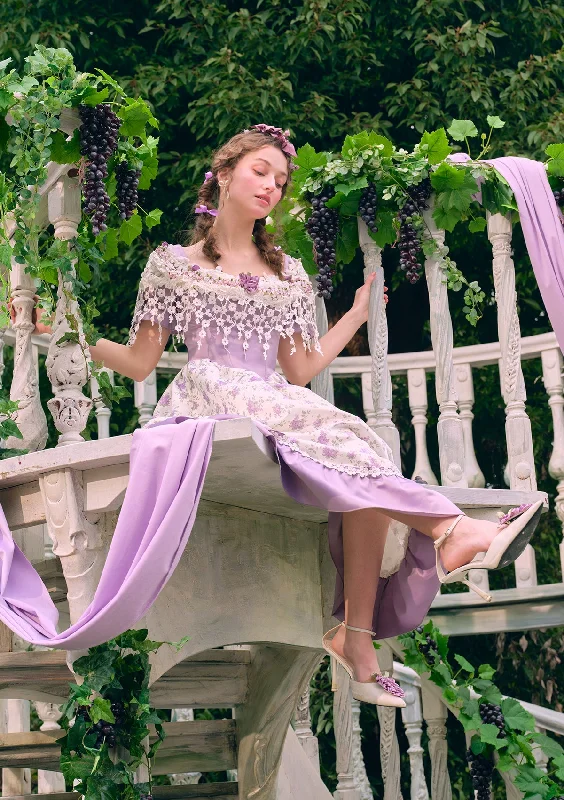 Warehouse Sale Curve & Plus Purple Jacquard Vine Corset Dress
