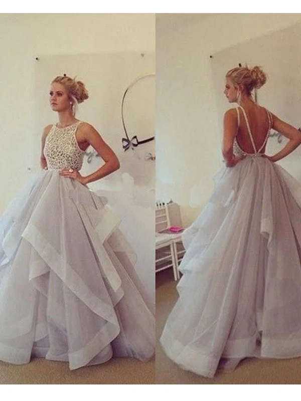 Year-End Clearance flowy prom dresses,A-line Scoop Floor-length Organza Evening Dress Prom Dresses SP8234