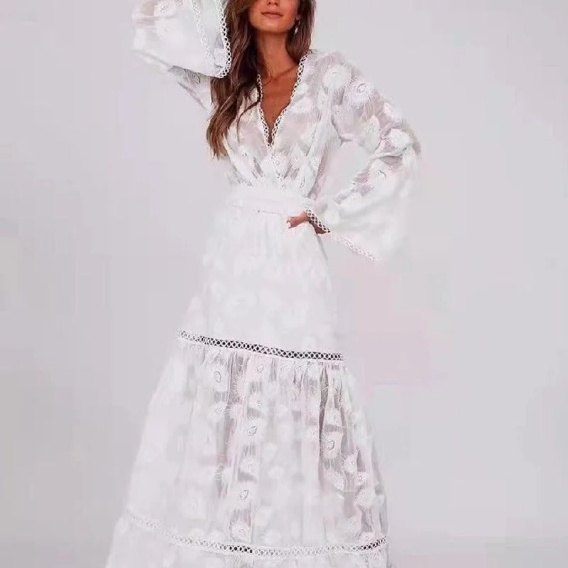 Weekend Flash Sale stylish party dressKittenAlarm - Aldreda Solid Maxi Lace Dress