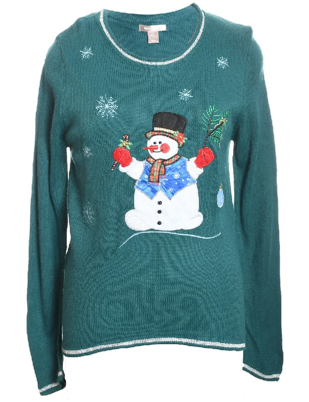 Extra Discounts Snowman Christmas Jumper - M