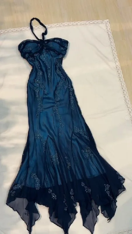 Daily Deals elegant shift dressDark Teal Halter Sweetheart Vintage Long Evening Dress, DP2506