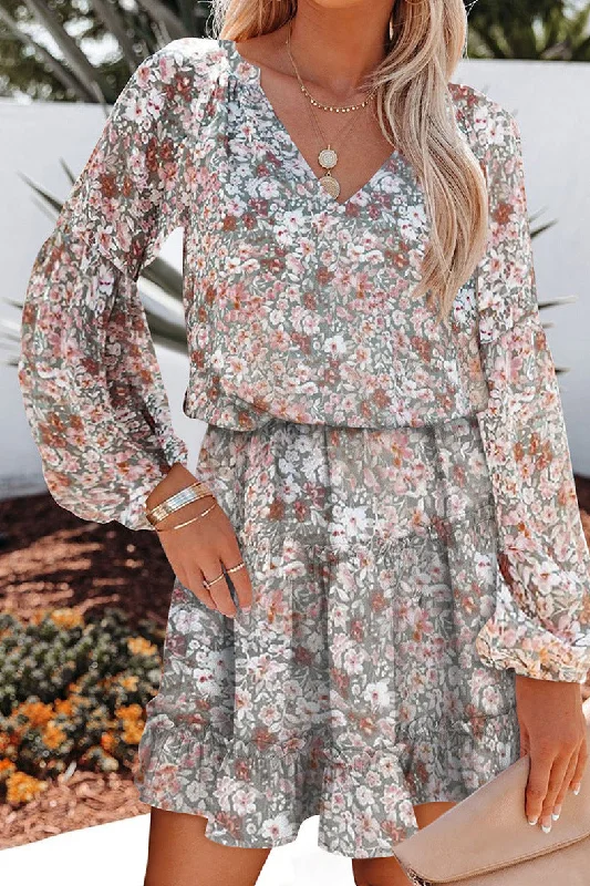 Act Fast satin dressPollen Floral Ruffle Tie Dress