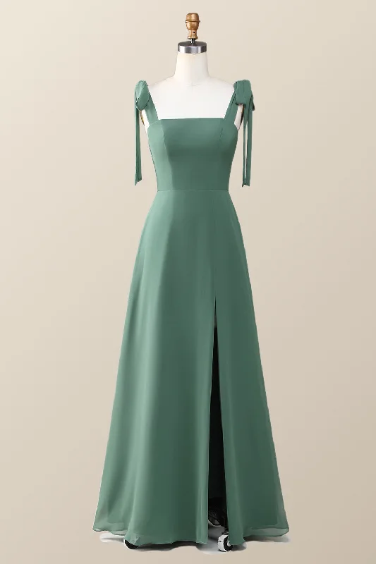 party dressEucalyptus Square Neck Long Bridesmaid Dress