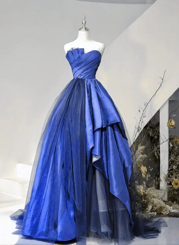 Bonus Savings pleated maxi dressBlue Strapless A-Line Satin Tulle Formal Dress Evening Gown, DP2658