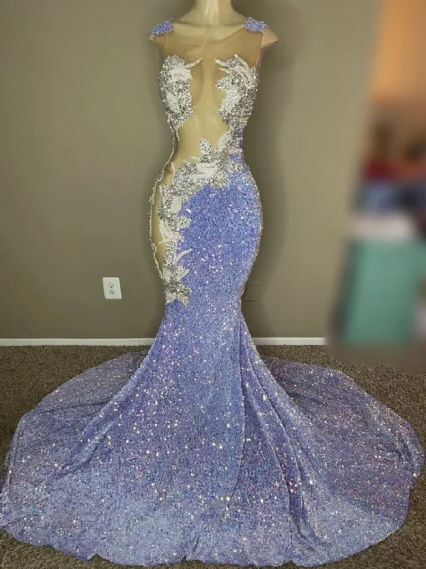 Low Prices cocktail party dressLilac Prom Dress Mermaid Sequins Appliques Black Girls Evening Gown, DP2388 Low Prices cocktail party dressLilac Prom Dress Mermaid Sequins Appliques Black Girls Evening Gown, DP2388