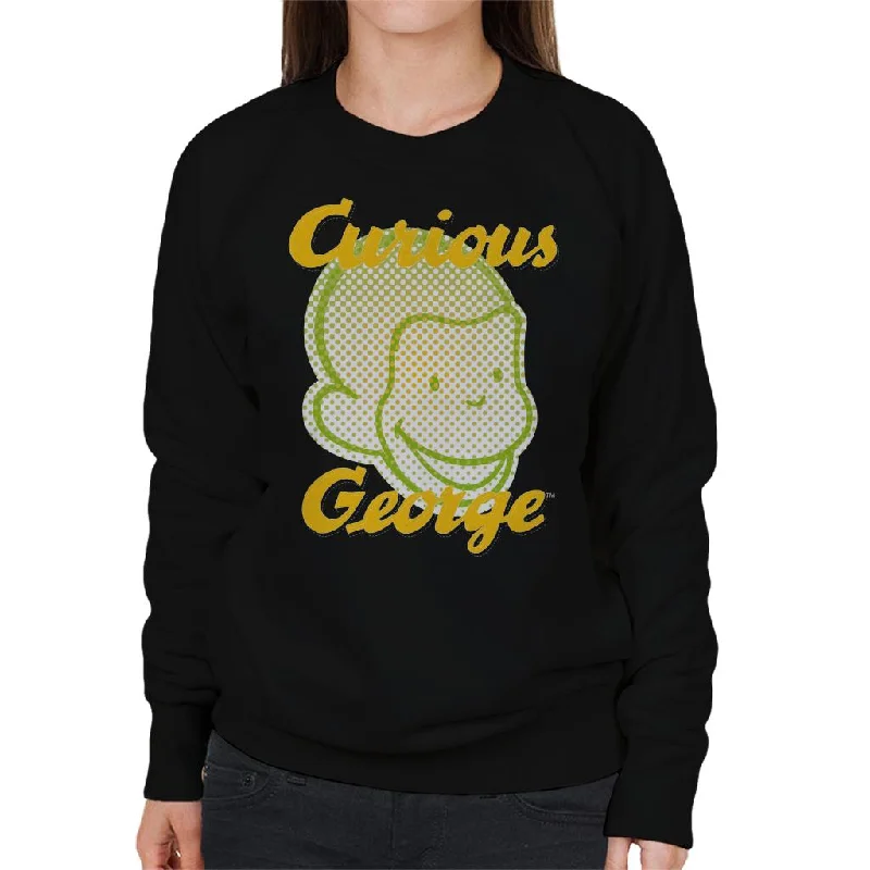 Blowout Deals graphic gym sweatshirtCurious George Face Logo Women's Sweatshirt