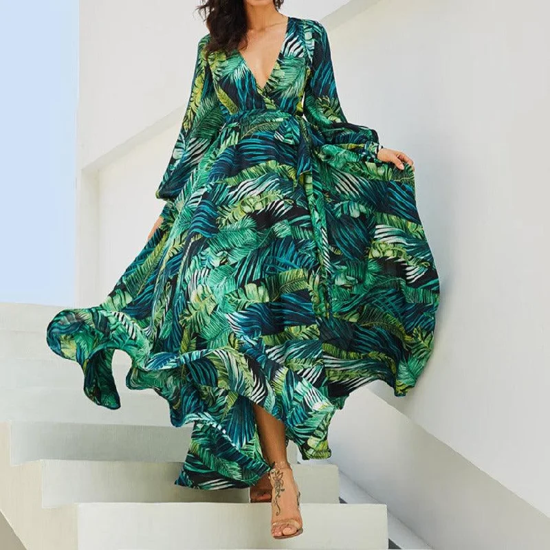 Last Chance boho dressKittenAlarm - Olivia V-Neck Floral-Printed Boho Maxi Dress