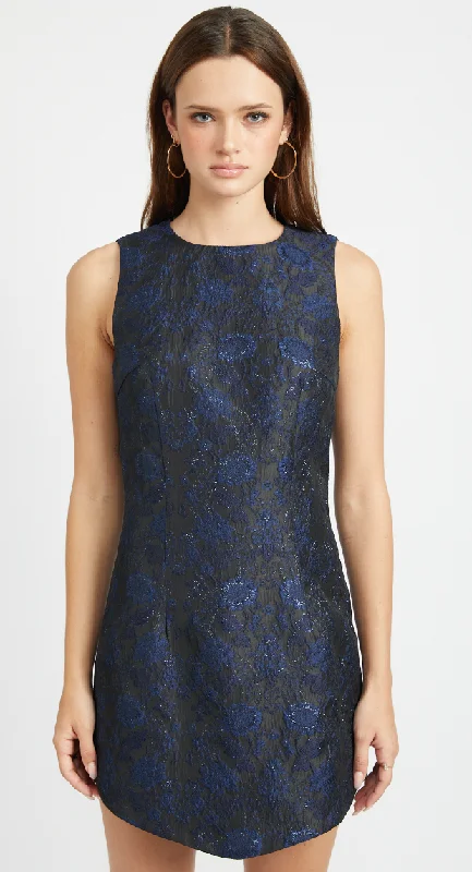 Unmissable Offer pleated maxi dressThe Blue and Black Jacquard Mini Dress by En Saison