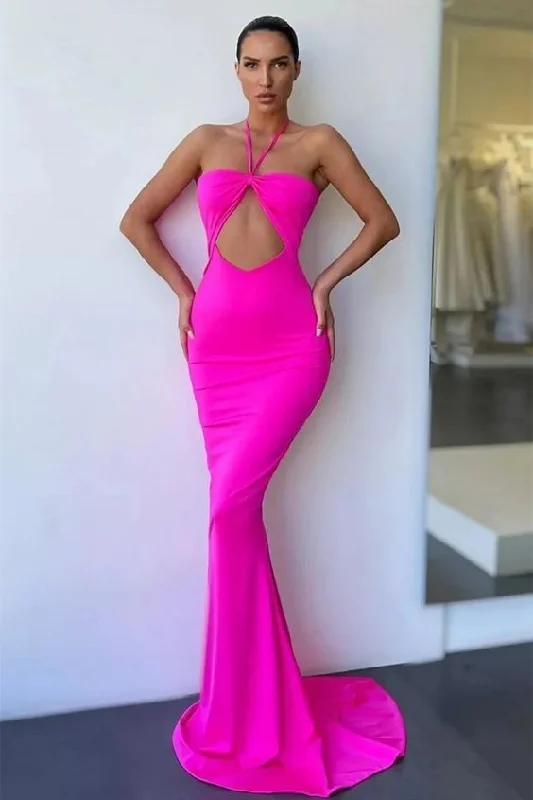 v-neck dressMermaid Spaghetti Strap Sleeveless Backless Floor-length Prom Dress Y143