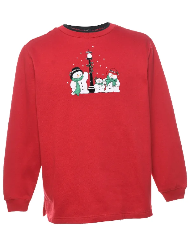 minimalist jacketSnowman Christmas Sweatshirt - L