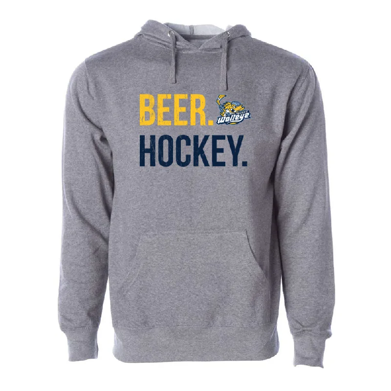 breathable workout hoodieToledo Walleye Grey Beer Hockey Hooded Sweatshirt