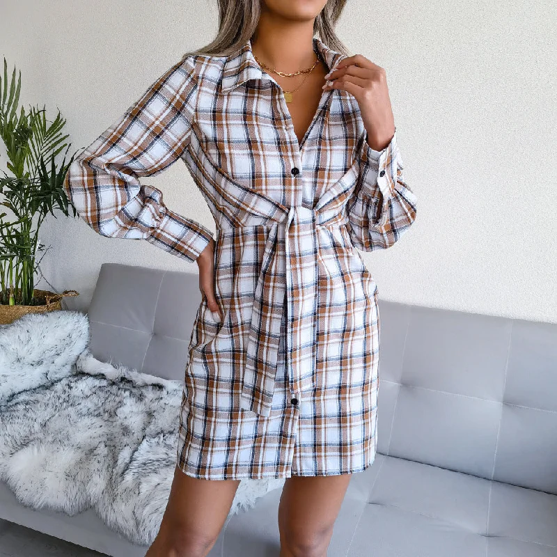 Today’s Special casual midi dressDallas Cotton Plaid Tie Front Shirt Dress