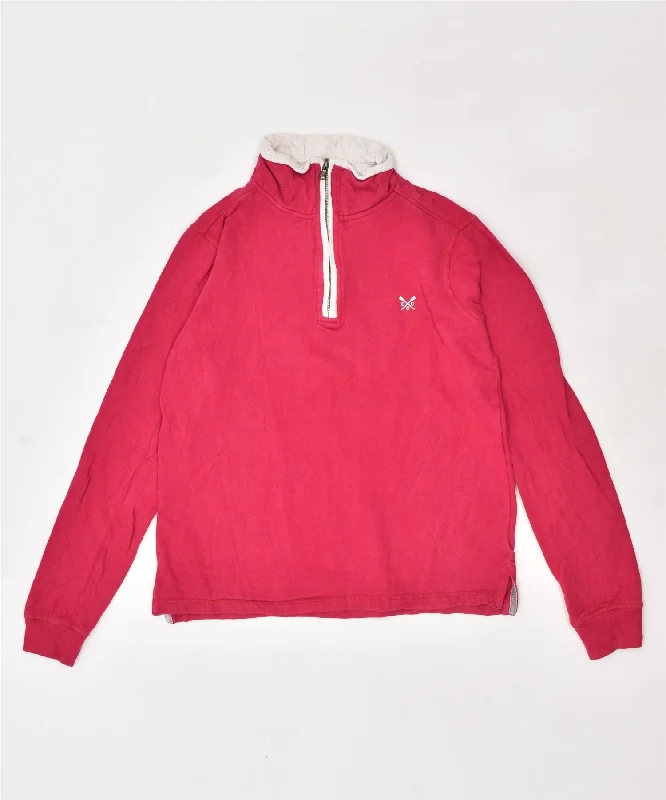 Markdown Madness comfy athletic hoodieCREW Womens Zip Neck Jumper Sweater UK 8 Small Pink Cotton