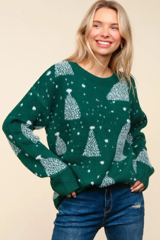 Early Bird Discount CHRISTMAS TREE JACQUARD FUZZY SWEATER TOP