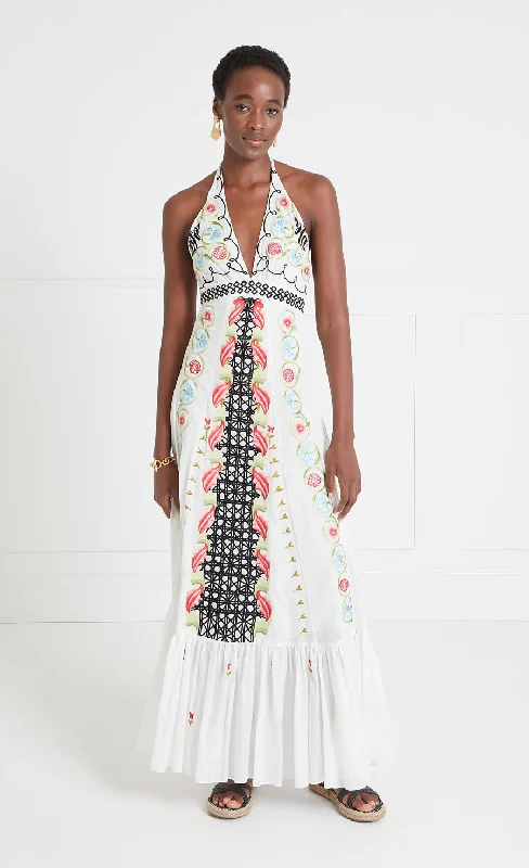 Instant Discount Florentine Halter Dress - White