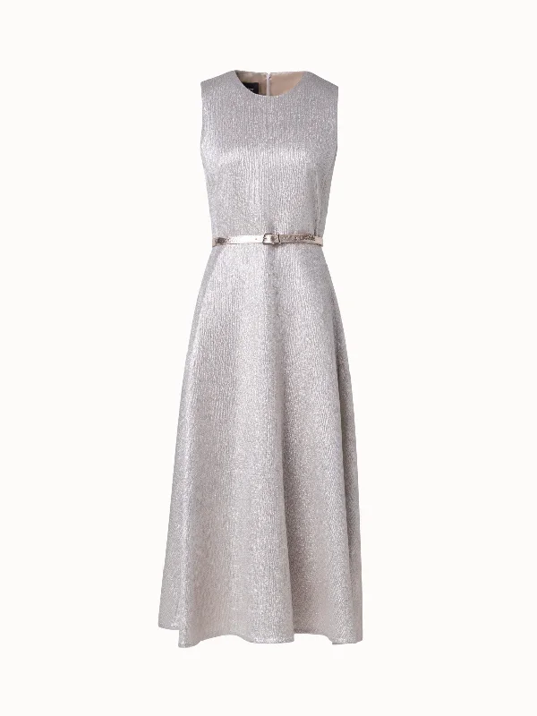 Stock Clearance ruffle dressWool Silk Lurex Midi Dress