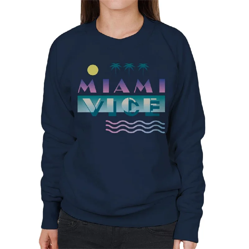 urban activewear hoodieMiami Vice Logo With Sun And Palm Trees Women's Sweatshirt