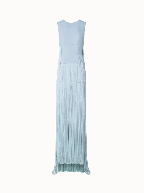 Today Only spaghetti strap dressLong Silk Gown with Assymetrical Fringes