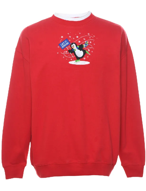 graphic coatRed Christmas Sweatshirt - XL