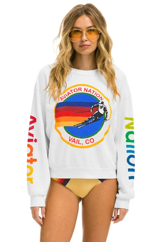 stylish sports hoodieAVIATOR NATION VAIL RELAXED CREW SWEATSHIRT - WHITE