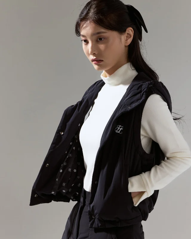 Super Deal Fair Liar Cropped Puffy Vest - Black
